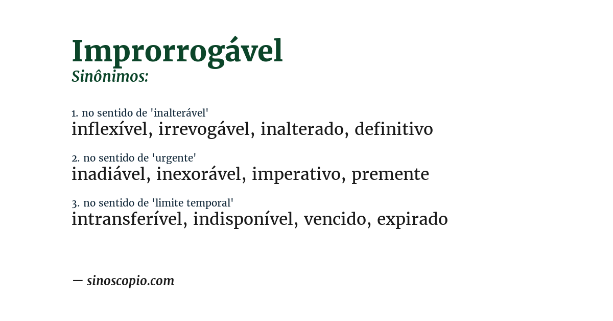 Sinônimo de improrrogável