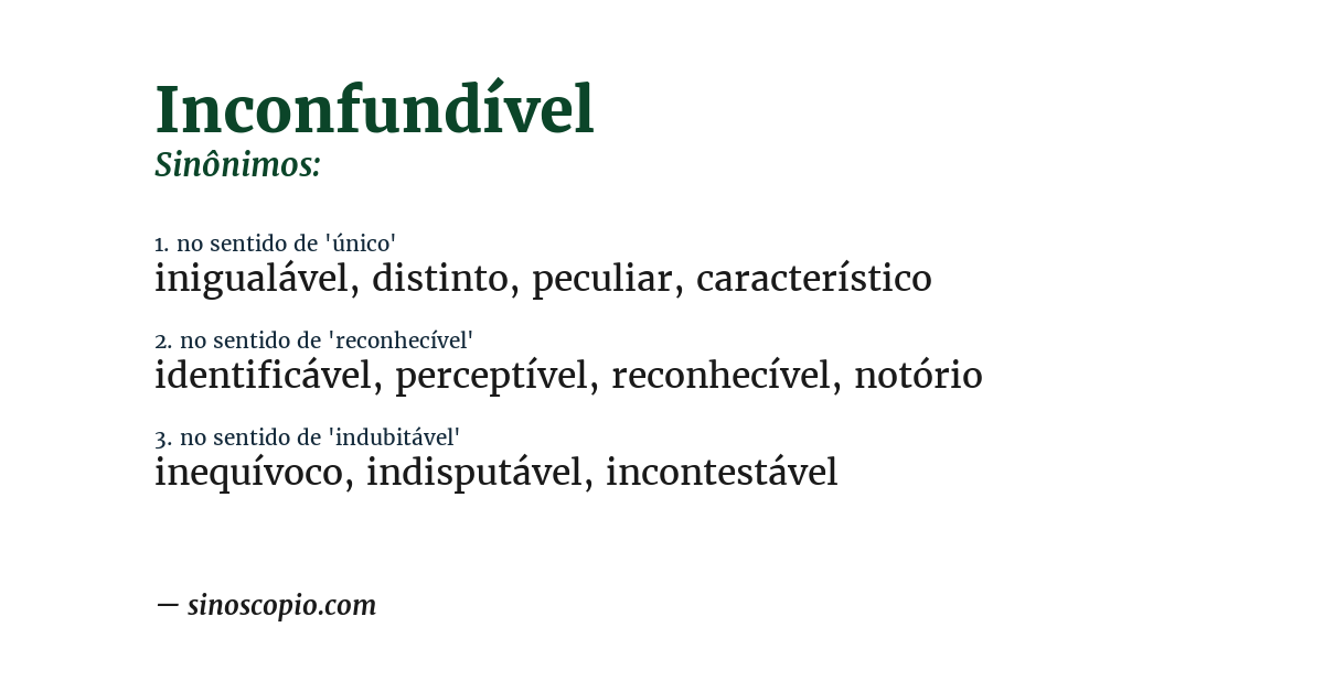Sinônimo de inconfundível