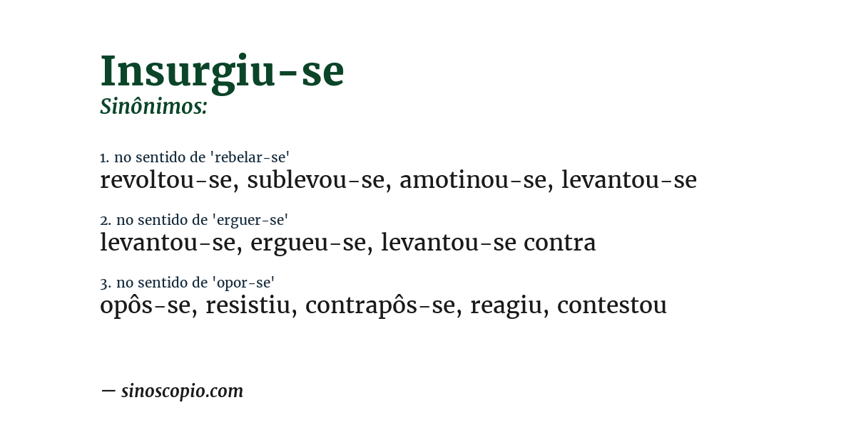Sinônimo de insurgiu-se