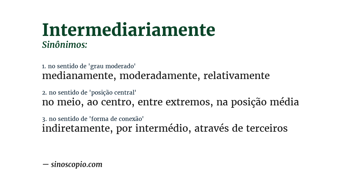 Sinônimo de intermediariamente