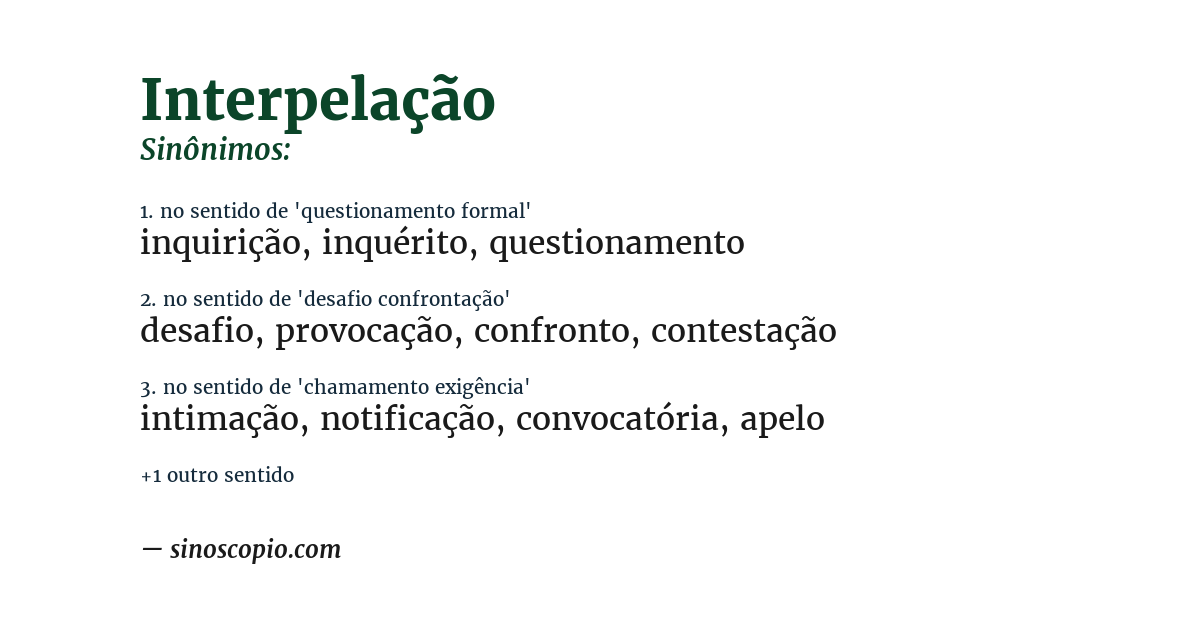 Sinônimo de interpelação