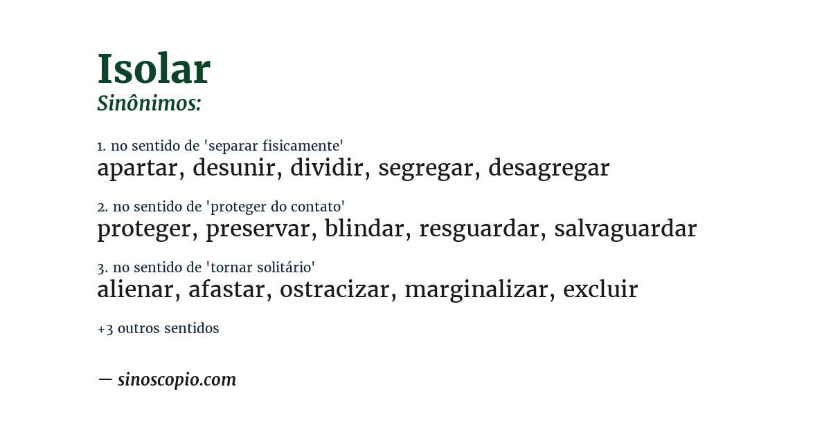 Sinônimo de isolar