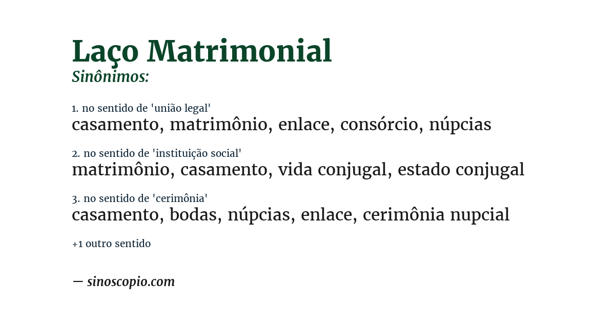 Sinônimo de laço matrimonial