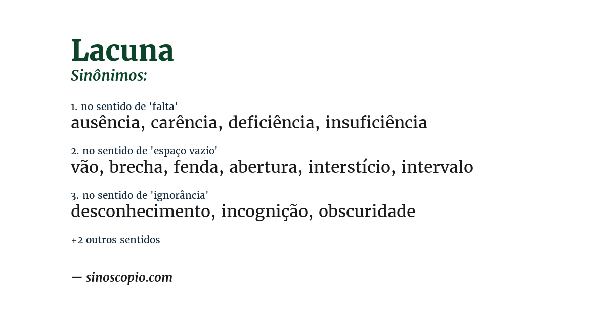 Sinônimo de lacuna