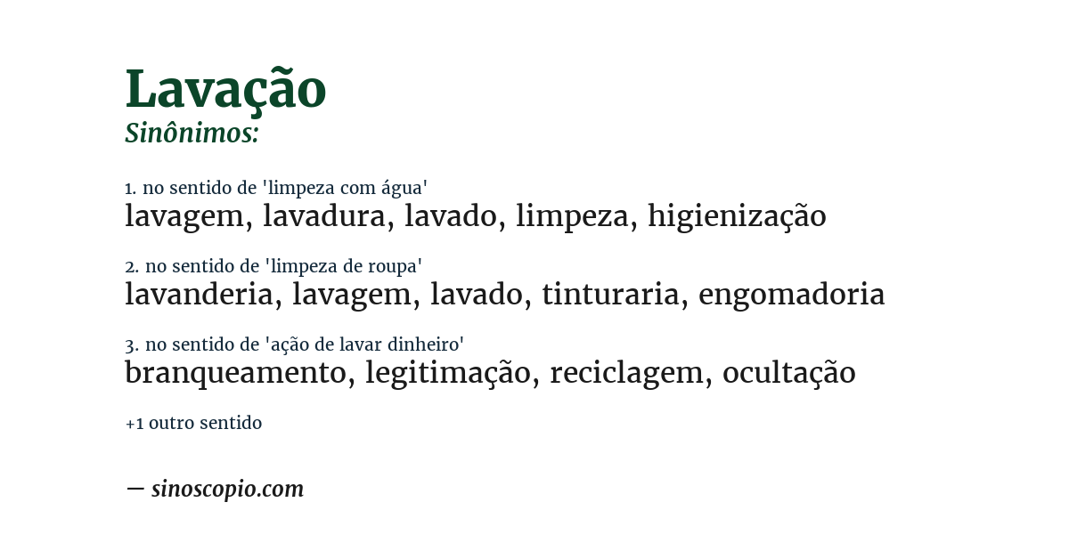 Sinônimo de lavação
