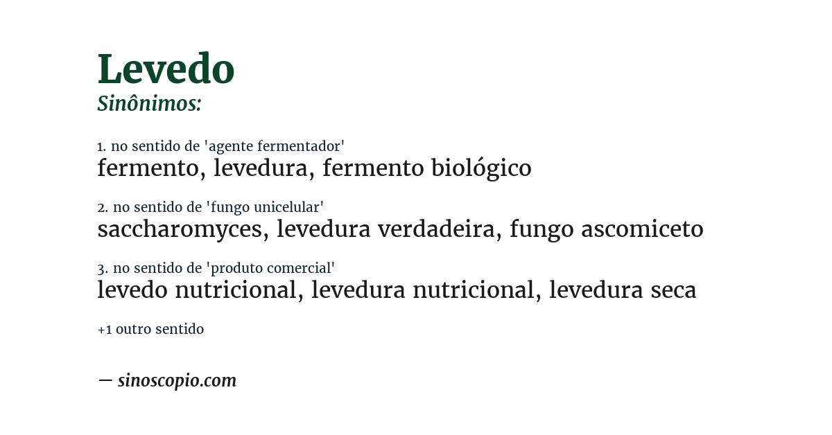 Sinônimo de levedo