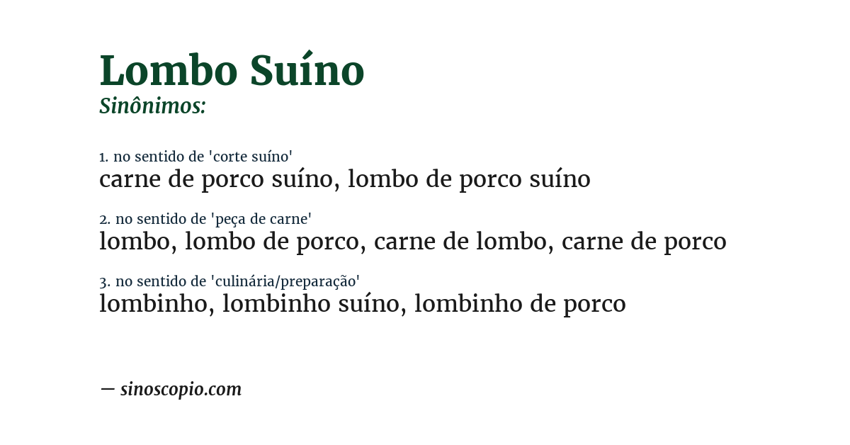 Sinônimo de lombo suíno