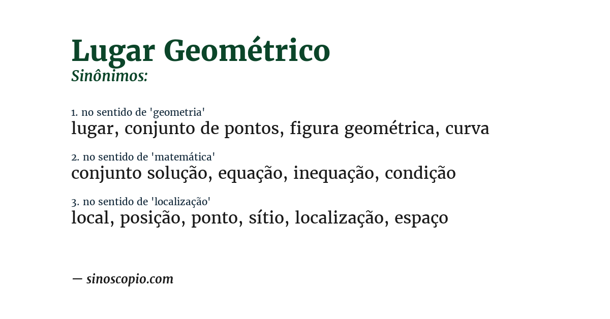 Sinônimo de lugar geométrico