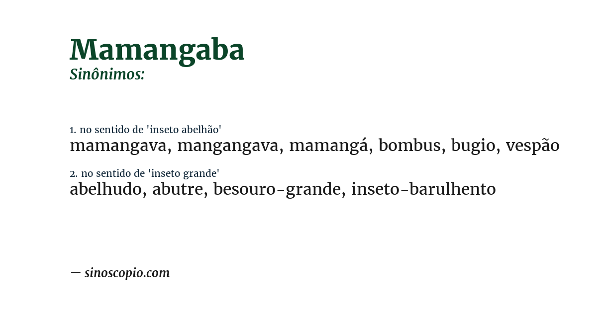 Sinônimo de mamangaba