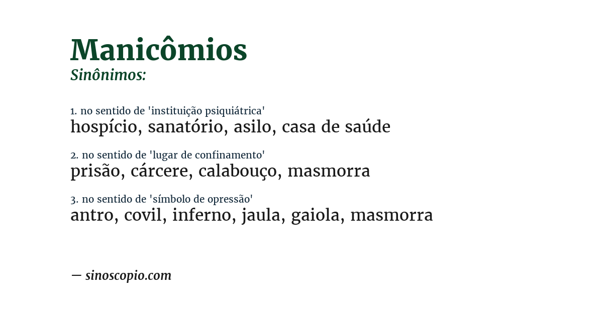Sinônimo de manicômios