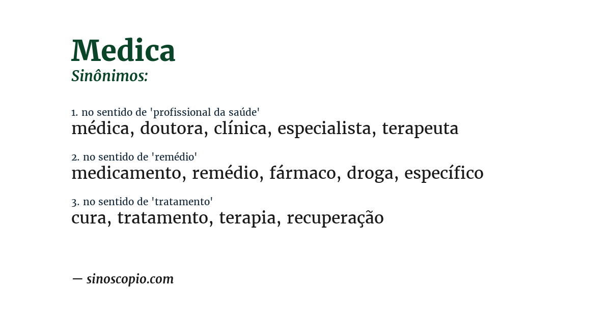 Sinônimo de medica