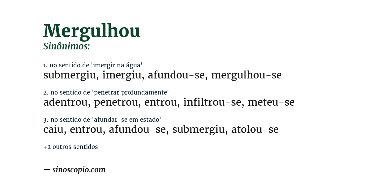 Sinônimo de mergulhou