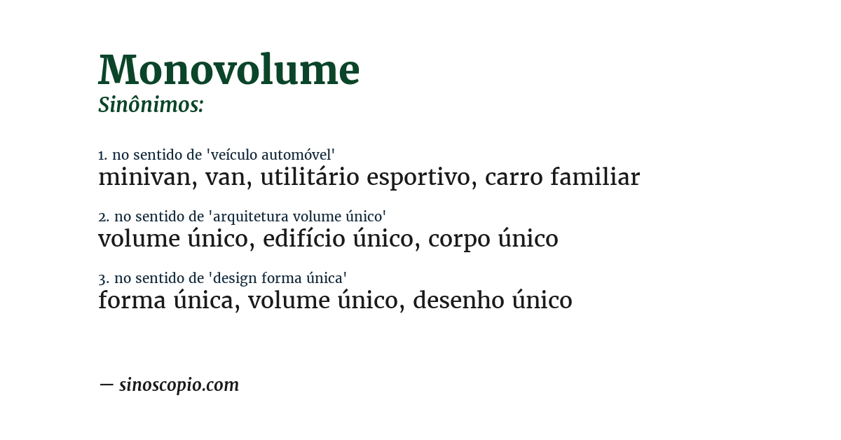 Sinônimo de monovolume