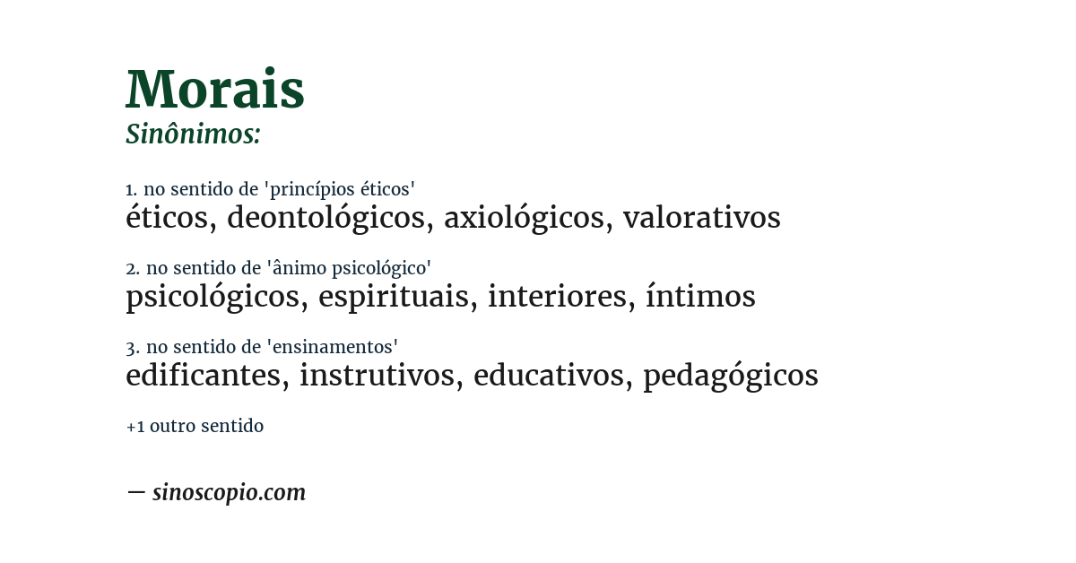 Sinônimo de morais