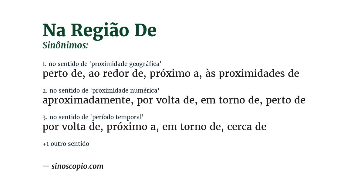 Sinônimo de na região de