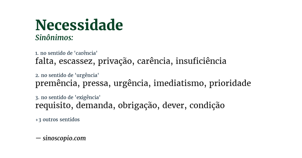 Sinônimo de necessidade