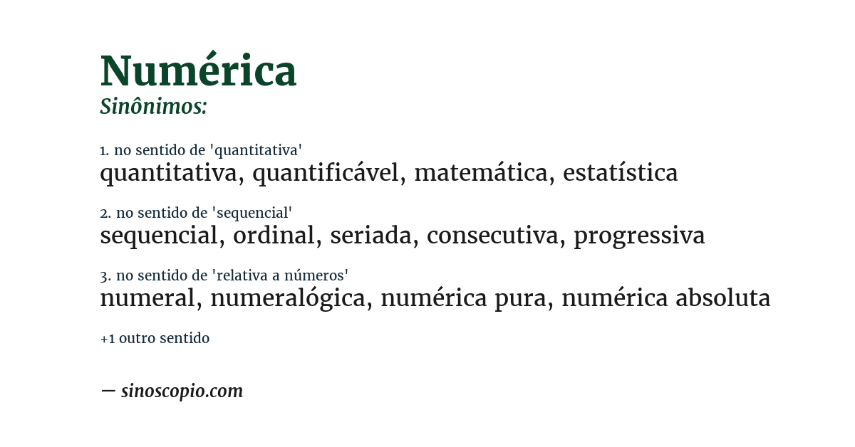 Sinônimo de numérica