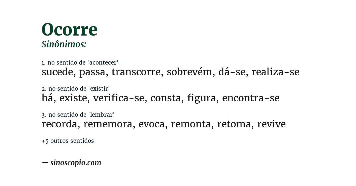 Sinônimo de ocorre