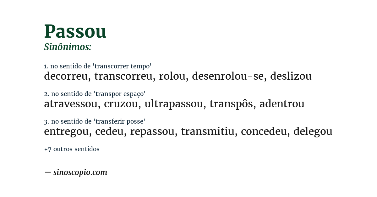 Sinônimo de passou
