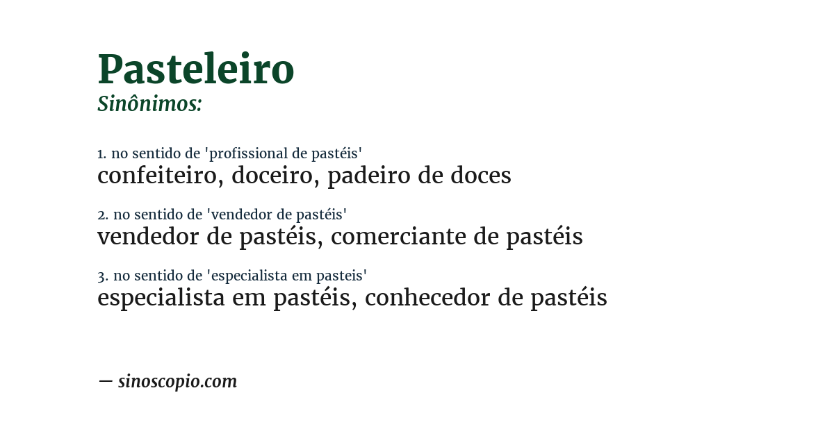 Sinônimo de pasteleiro