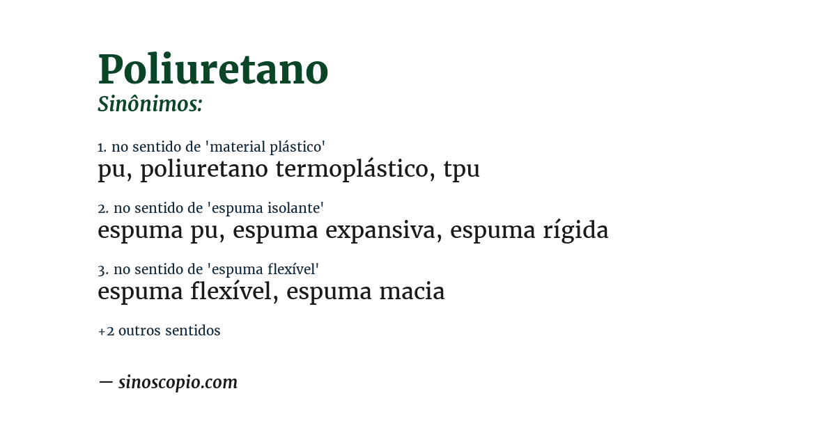Sinônimo de poliuretano