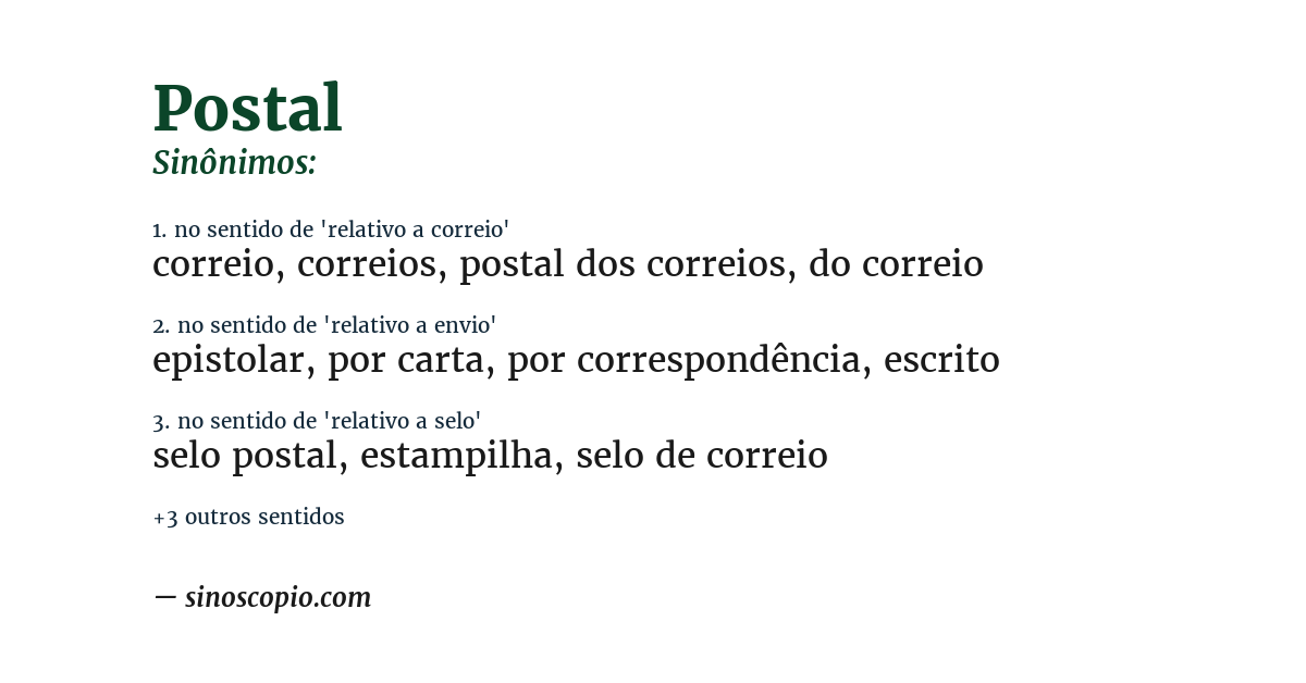 Sinônimo de postal