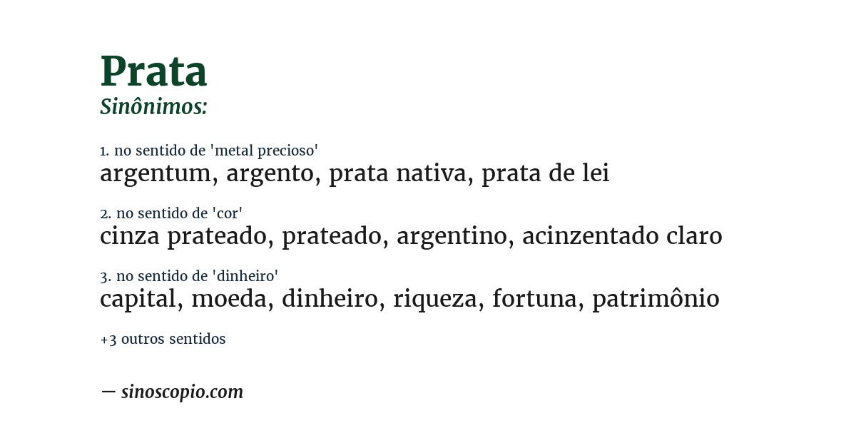 Sinônimo de prata