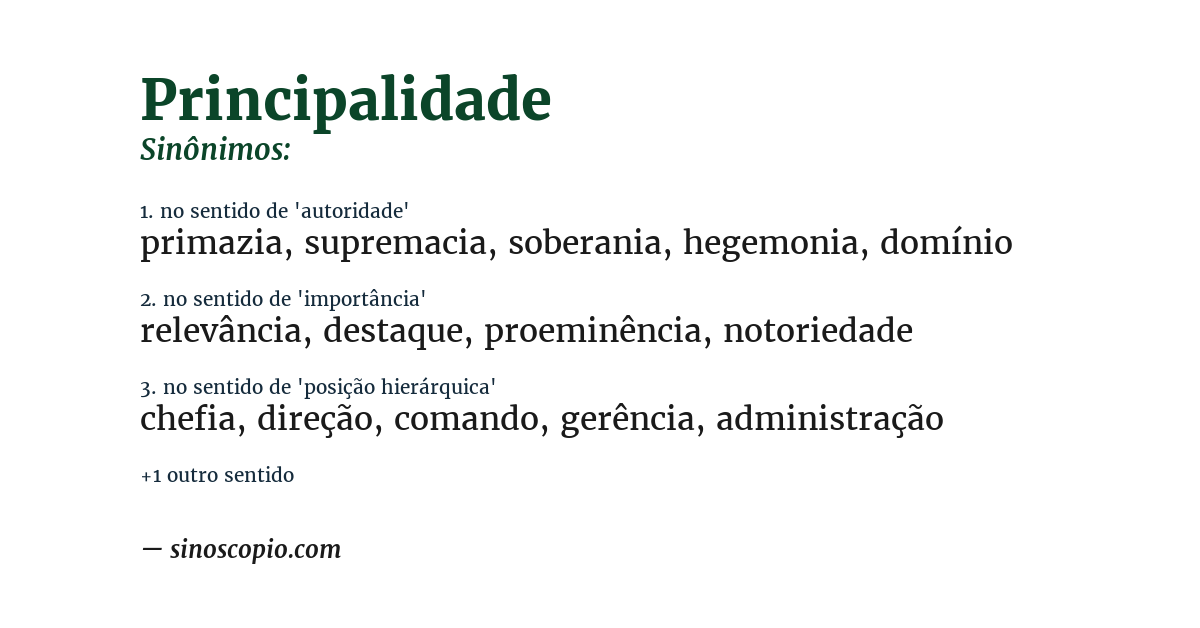 Sinônimo de principalidade