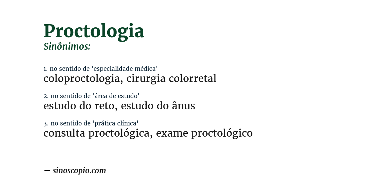 Sinônimo de proctologia