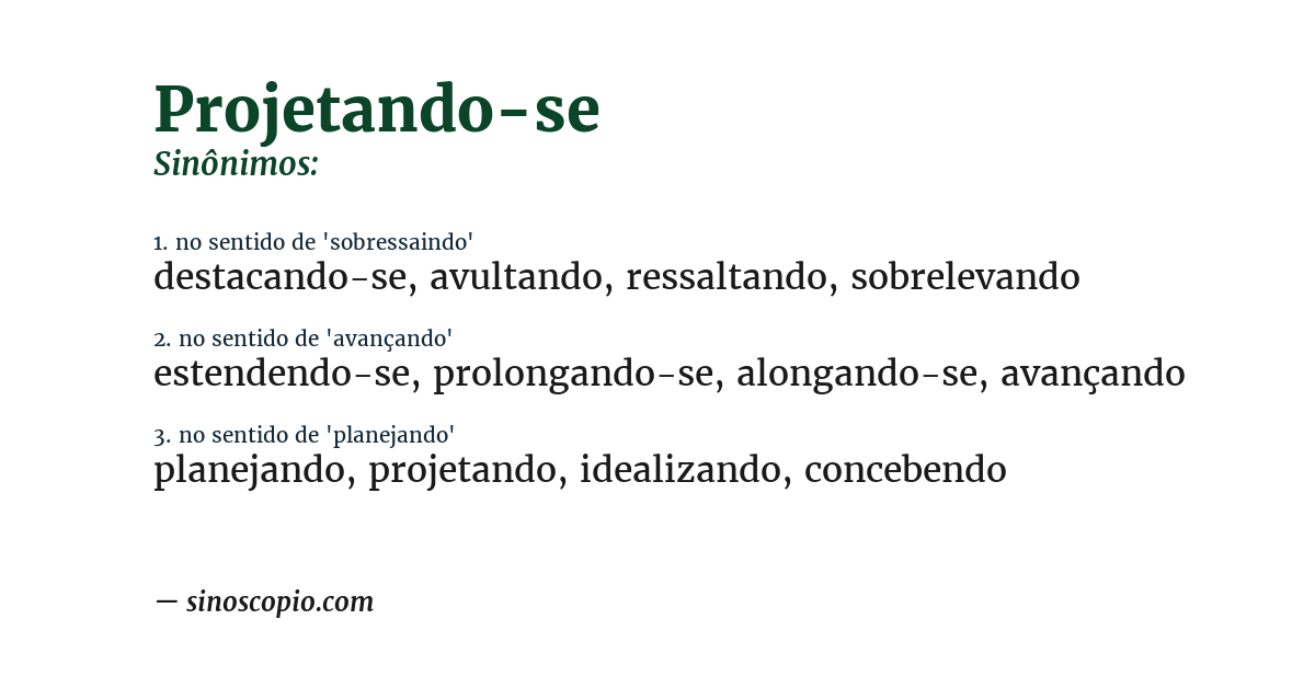Sinônimo de projetando-se