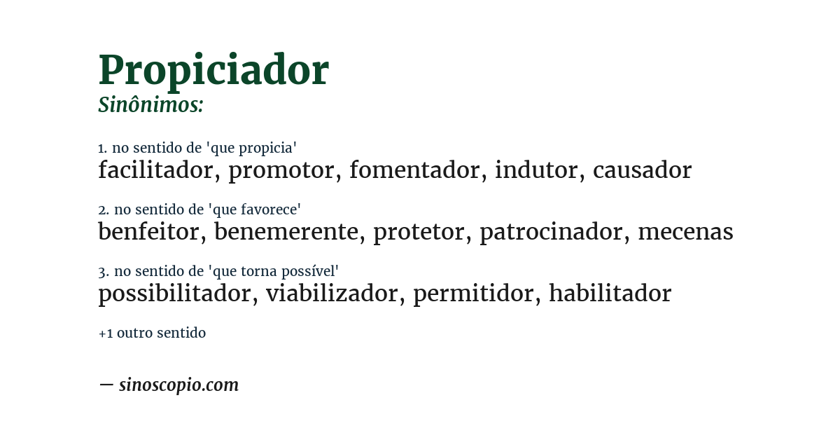 Sinônimo de propiciador