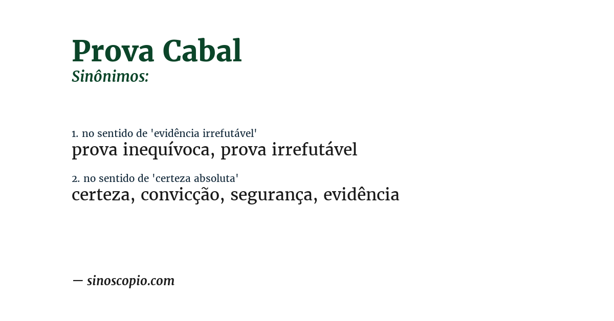 Sinônimo de prova cabal