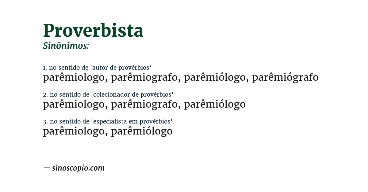 Sinônimo de proverbista