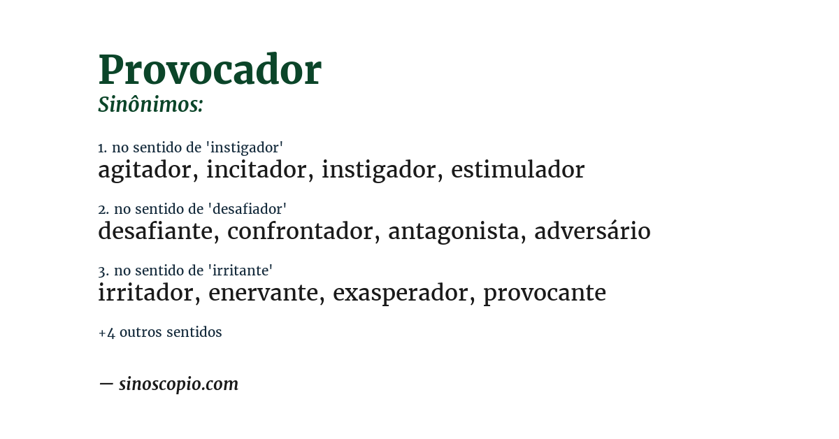 Sinônimo de provocador
