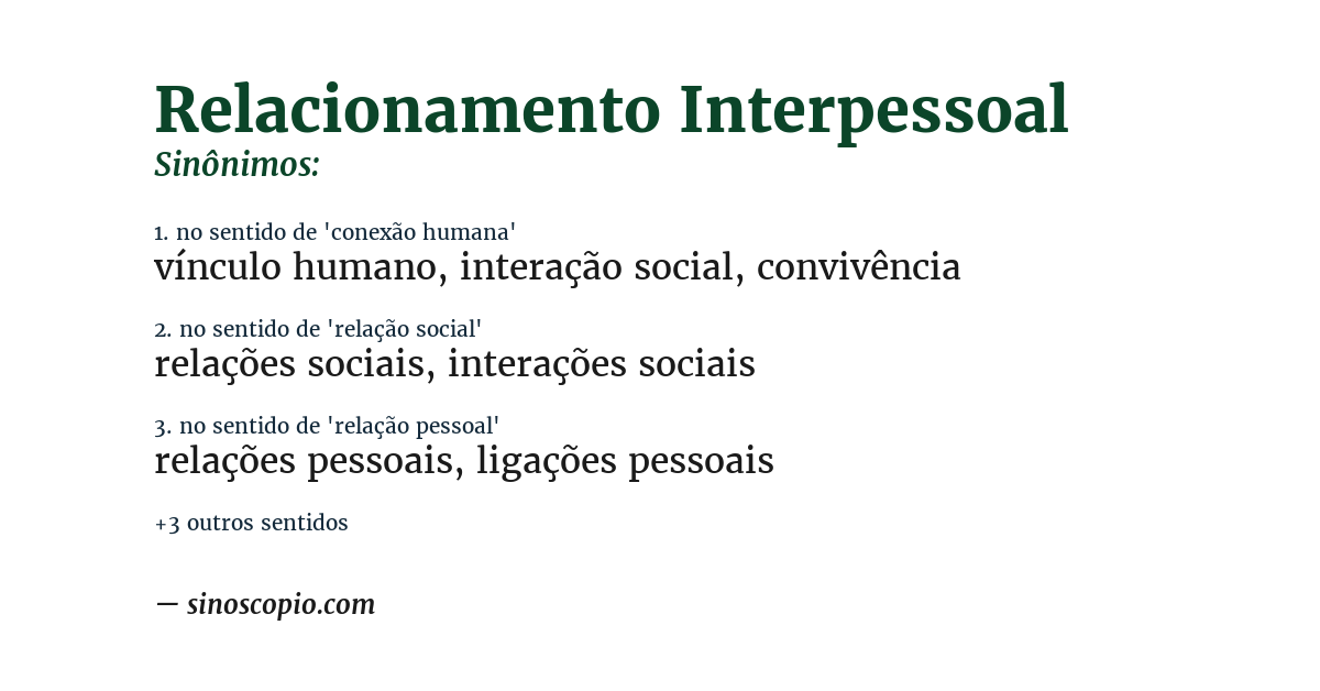 Sinônimo de relacionamento interpessoal