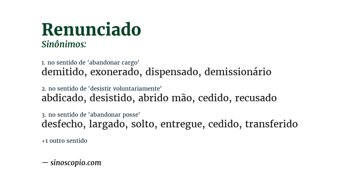 Sinônimo de renunciado