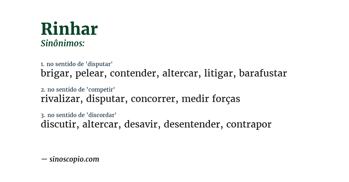 Sinônimo de rinhar