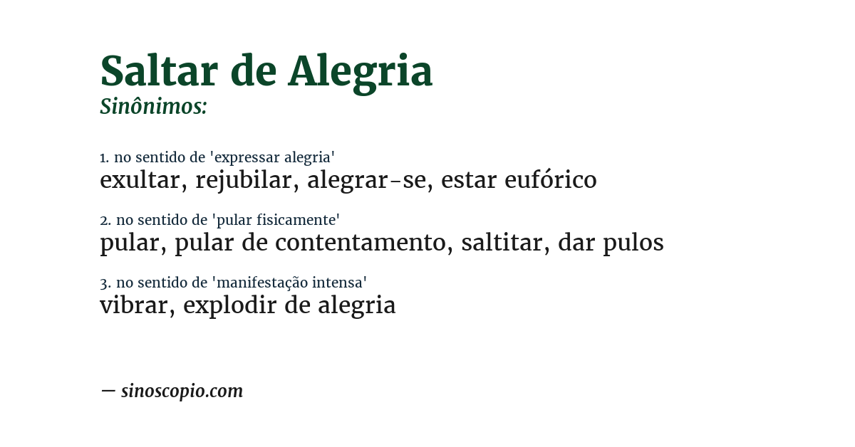Sinônimo de saltar de alegria