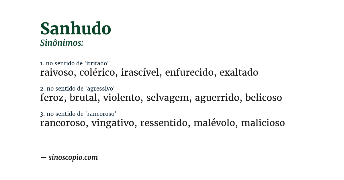 Sinônimo de sanhudo