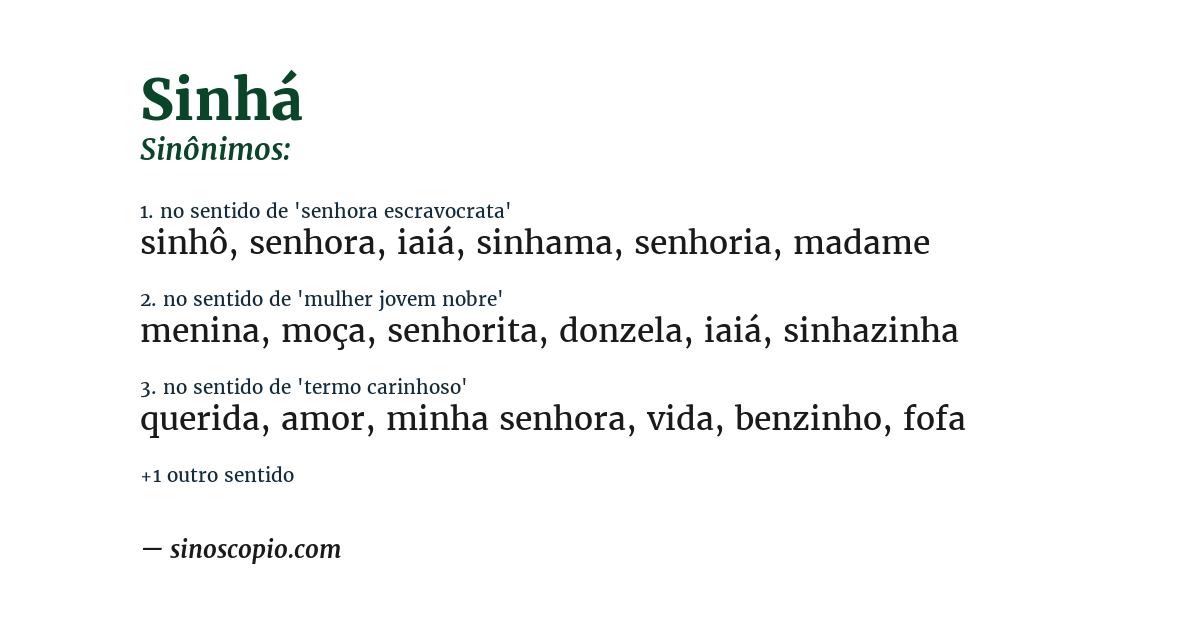 Sinônimo de sinhá