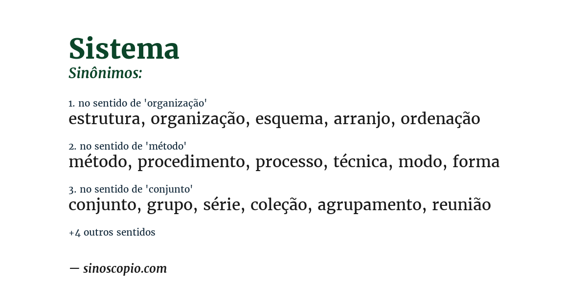 Sinônimo de sistema