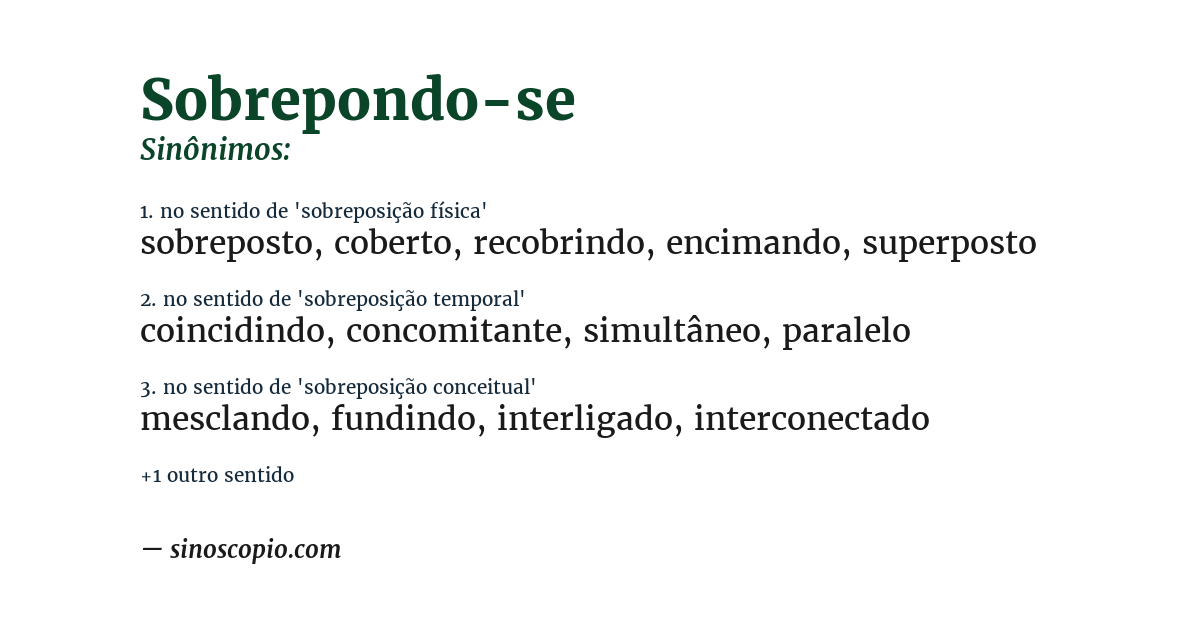Sinônimo de sobrepondo-se