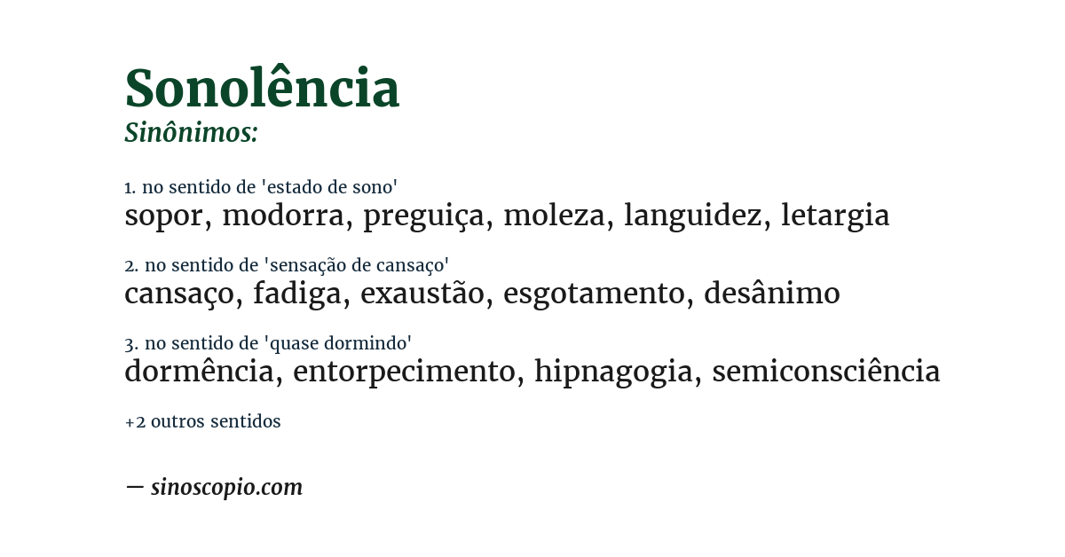 Sinônimo de sonolência