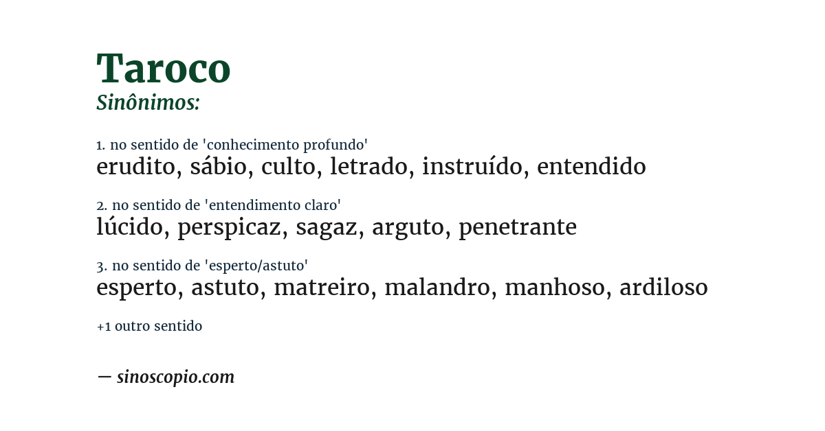 Sinônimo de taroco
