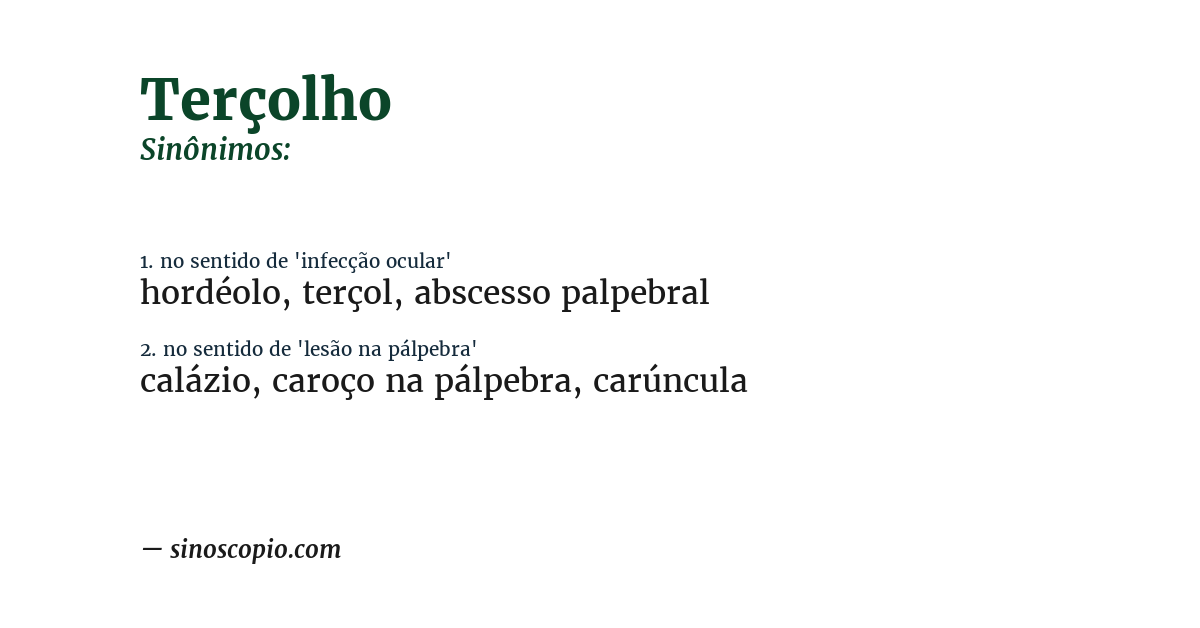 Sinônimo de terçolho