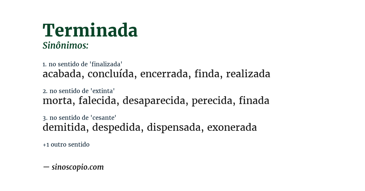 Sinônimo de terminada