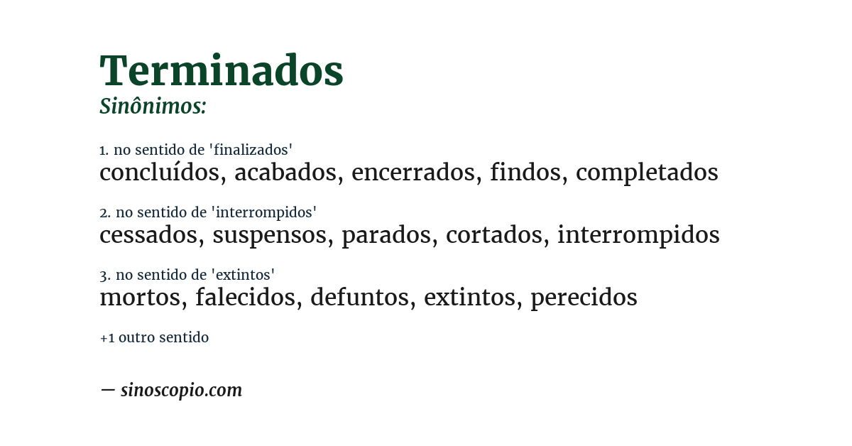 Sinônimo de terminados