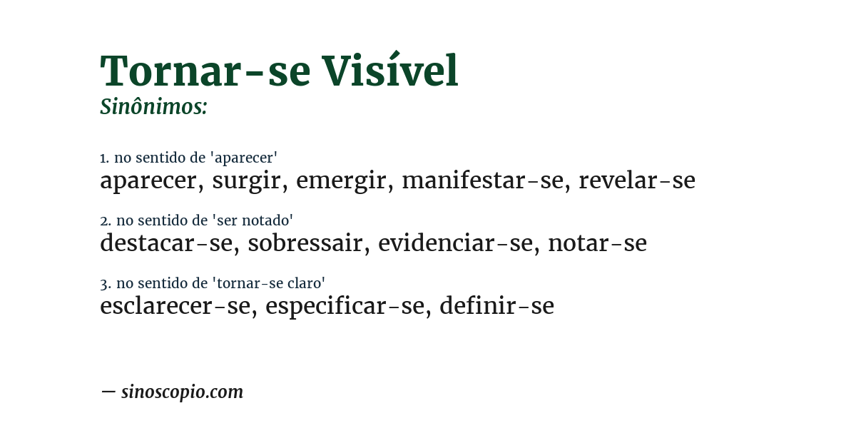Sinônimo de tornar-se visível