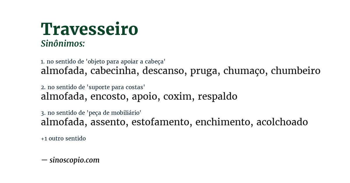 Sinônimo de travesseiro