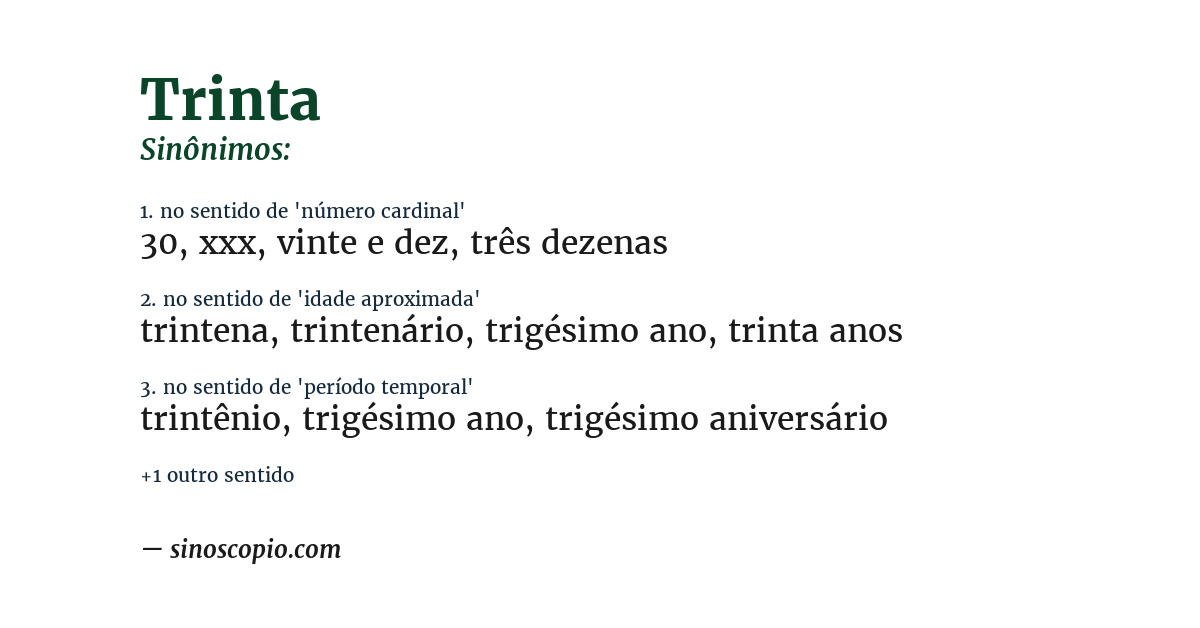 Sinônimo de trinta